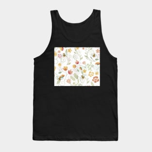 Spring Floral Pattern with Honey Bees Tank Top